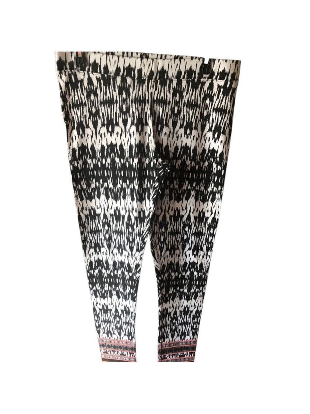 Aeropostale Invite Only Leggings Black/White/Orange Pattern Size XL